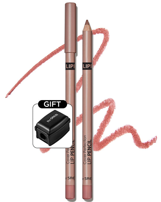 THESAEM Cover Perfection Lip Pencil - Slim Easy-Blend & Overlip Makeup Creamy Matte Lip Liner Long-Lasting with Built-In Sharpener (04 Taro)